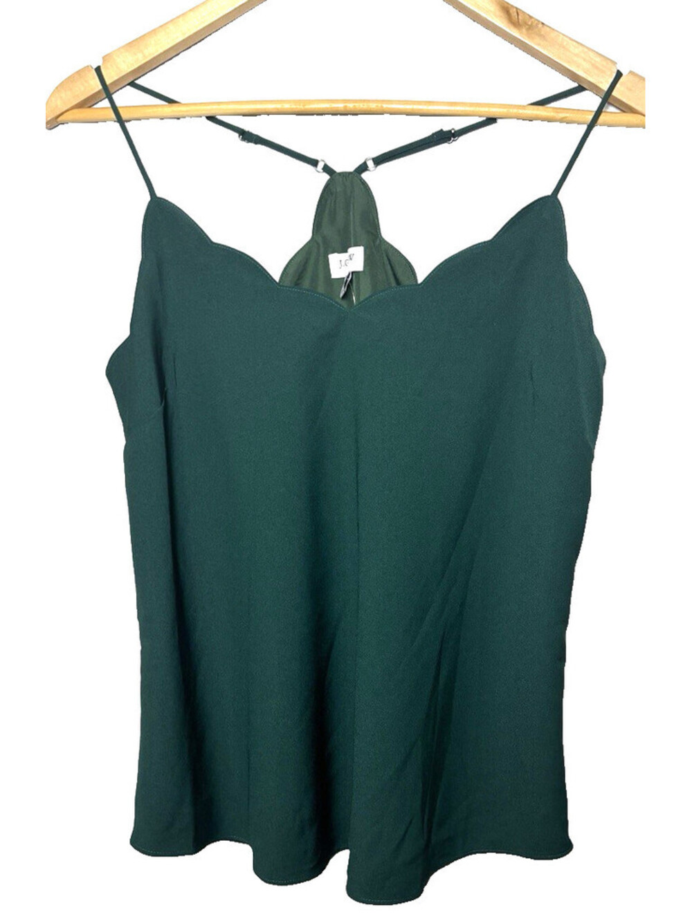 NWT J Crew Green Scallop Trim Cami Tank Top Lined Size 4